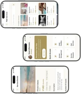 Live hotel directory mobile application screens